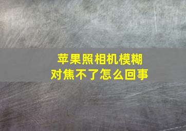 苹果照相机模糊对焦不了怎么回事