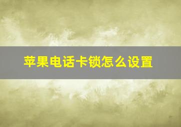 苹果电话卡锁怎么设置