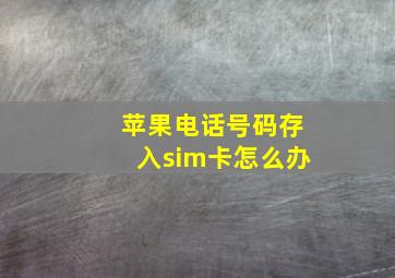 苹果电话号码存入sim卡怎么办