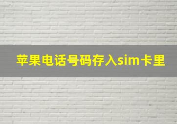 苹果电话号码存入sim卡里