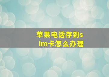 苹果电话存到sim卡怎么办理