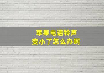 苹果电话铃声变小了怎么办啊