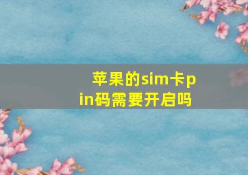 苹果的sim卡pin码需要开启吗