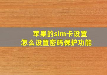 苹果的sim卡设置怎么设置密码保护功能