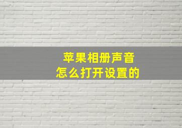 苹果相册声音怎么打开设置的