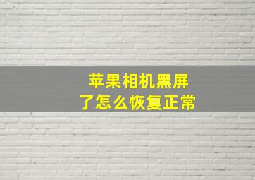 苹果相机黑屏了怎么恢复正常