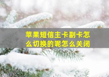 苹果短信主卡副卡怎么切换的呢怎么关闭