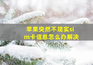 苹果突然不现实sim卡信息怎么办解决