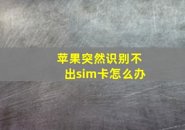 苹果突然识别不出sim卡怎么办