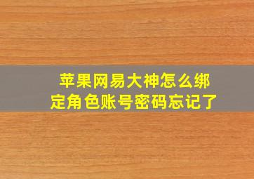 苹果网易大神怎么绑定角色账号密码忘记了