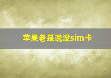 苹果老是说没sim卡