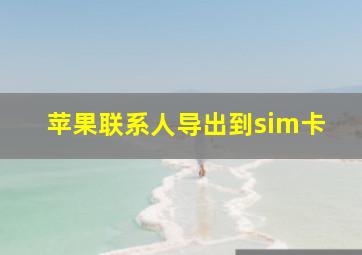 苹果联系人导出到sim卡