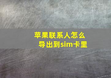 苹果联系人怎么导出到sim卡里