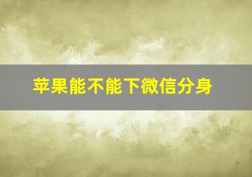 苹果能不能下微信分身