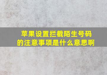 苹果设置拦截陌生号码的注意事项是什么意思啊