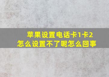 苹果设置电话卡1卡2怎么设置不了呢怎么回事