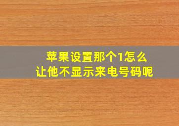 苹果设置那个1怎么让他不显示来电号码呢