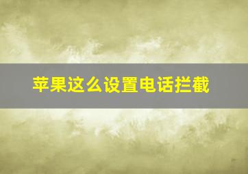 苹果这么设置电话拦截