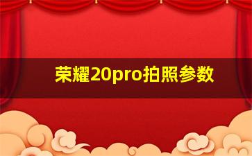 荣耀20pro拍照参数