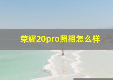 荣耀20pro照相怎么样