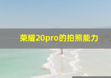 荣耀20pro的拍照能力