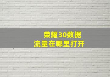 荣耀30数据流量在哪里打开