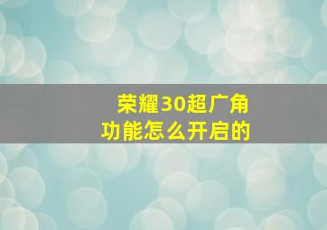 荣耀30超广角功能怎么开启的