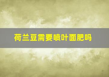 荷兰豆需要喷叶面肥吗