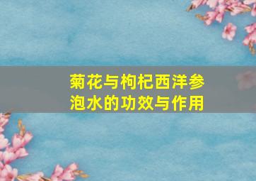 菊花与枸杞西洋参泡水的功效与作用