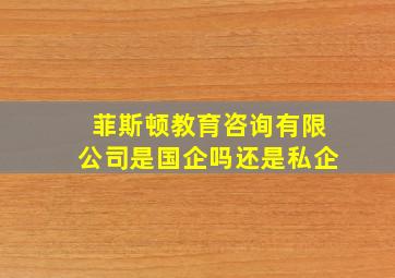 菲斯顿教育咨询有限公司是国企吗还是私企