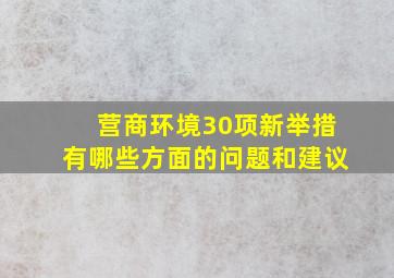 营商环境30项新举措有哪些方面的问题和建议