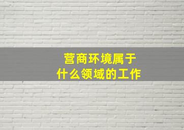 营商环境属于什么领域的工作