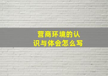 营商环境的认识与体会怎么写