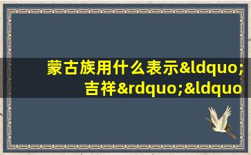 蒙古族用什么表示“吉祥”“美好”的意思