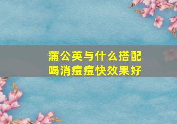 蒲公英与什么搭配喝消痘痘快效果好