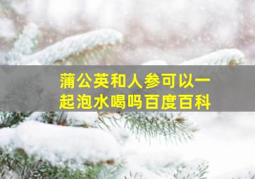 蒲公英和人参可以一起泡水喝吗百度百科