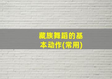 藏族舞蹈的基本动作(常用)