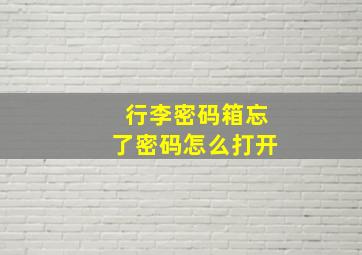 行李密码箱忘了密码怎么打开