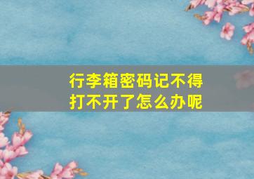 行李箱密码记不得打不开了怎么办呢