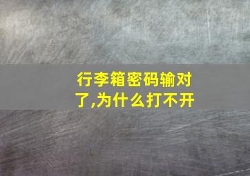 行李箱密码输对了,为什么打不开