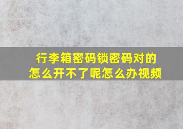 行李箱密码锁密码对的怎么开不了呢怎么办视频