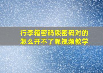 行李箱密码锁密码对的怎么开不了呢视频教学