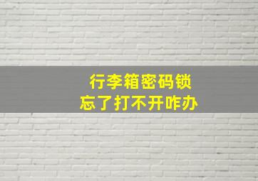 行李箱密码锁忘了打不开咋办