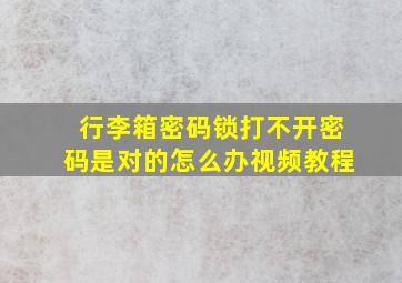 行李箱密码锁打不开密码是对的怎么办视频教程