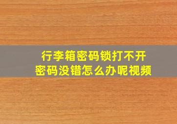 行李箱密码锁打不开密码没错怎么办呢视频