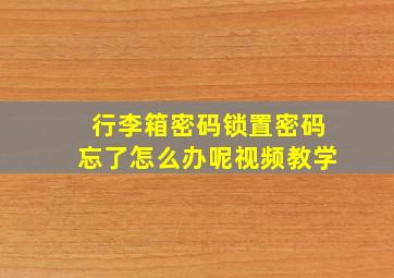 行李箱密码锁置密码忘了怎么办呢视频教学