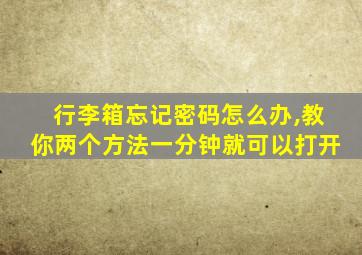 行李箱忘记密码怎么办,教你两个方法一分钟就可以打开