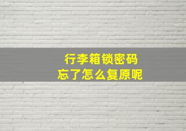 行李箱锁密码忘了怎么复原呢