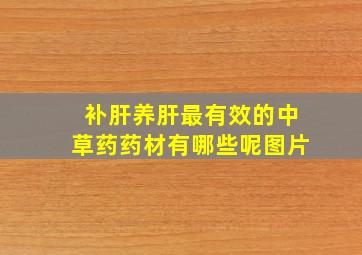 补肝养肝最有效的中草药药材有哪些呢图片