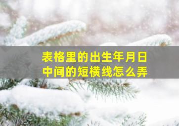 表格里的出生年月日中间的短横线怎么弄